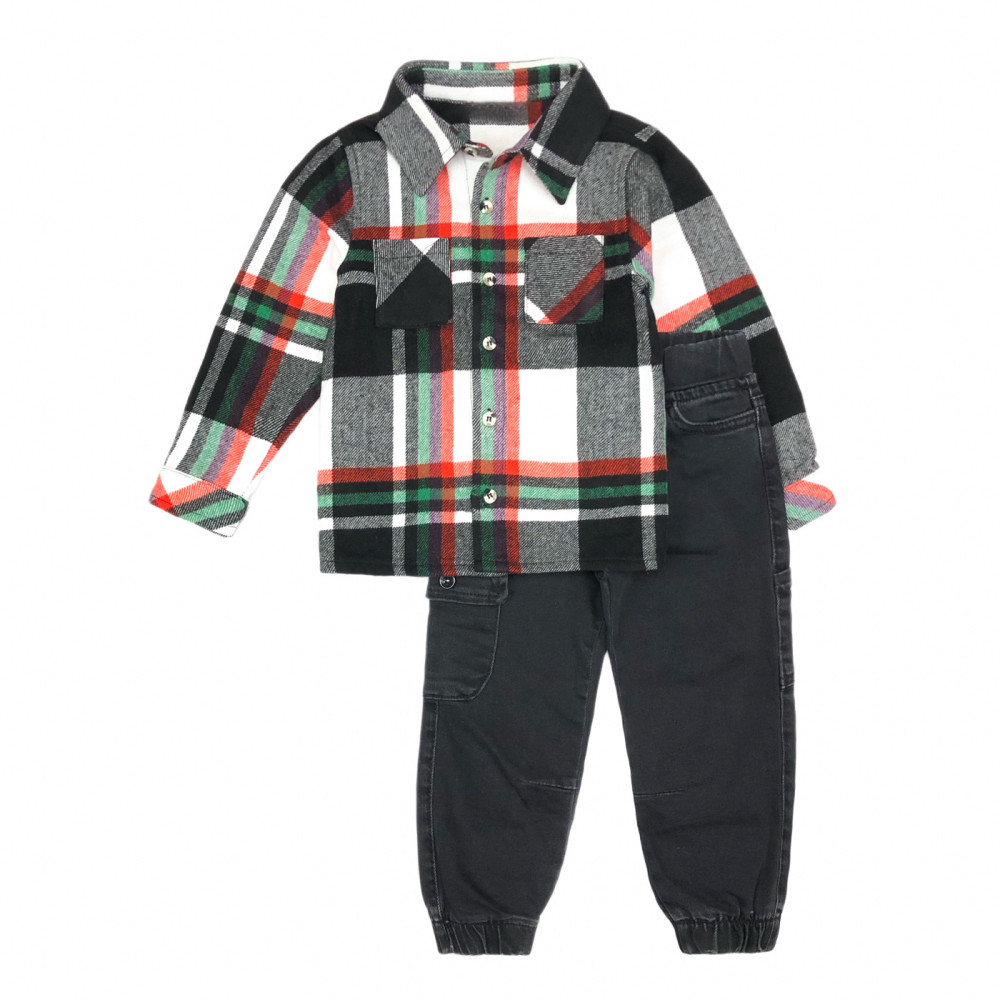Σετ Καρό Πουκάμισο με Μαύρο Τζιν