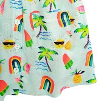 Tropical Γαλάζιο Φόρεμα με Τσέπες